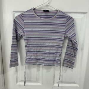 Vintage Limited Too‎ Lavender Striped Top with Criss Cross Side Strings